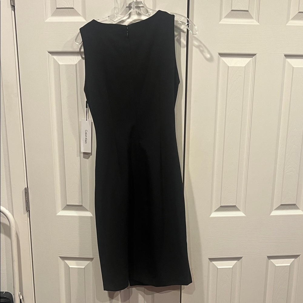 NWT-Calvin Klein Black Ruched Midi Dress - Picture 8 of 11